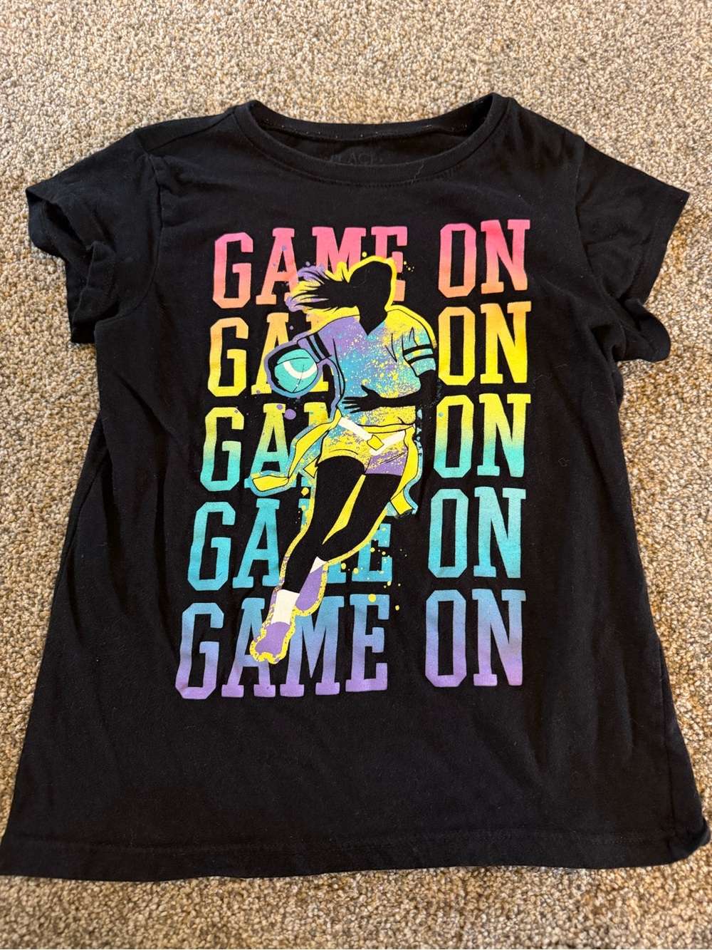 Children’s Place - GAME ON Rainbow Graphic Black T-Shirt